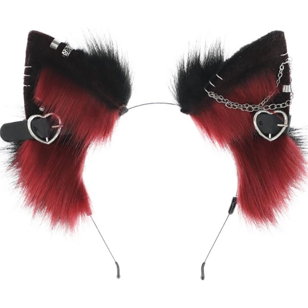 Animal Ears Headband Faux Fur Cat Fox Wolf Halloween Cosplay Party Accessory